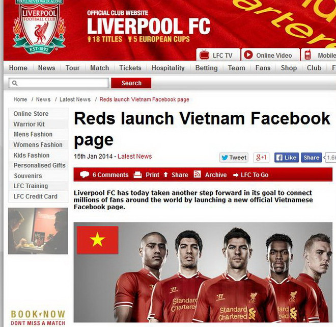(Nguồn: liverpoolfc.com) Liverpool mang tin vui tới Việt Nam, Moyes "săn" cầu thủ ảnh 2