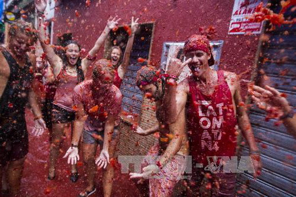 Lễ hội cà chua ở Tây Ban Nha. (Nguồn: AFP/TTXVN) Tây Ban Nha đạt kỷ lục về thu hút du khách nước ngoài ảnh 1