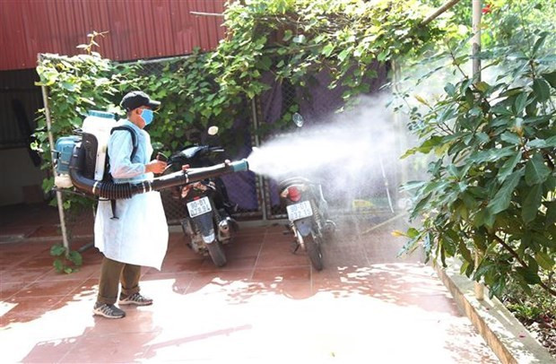 Phun thuốc diệt muỗi. (Ảnh: Nguyễn Chinh/TTXVN) Đồng Nai: Số ca mắc bệnh sốt xuất huyết trên địa bàn tăng đột biến ảnh 1