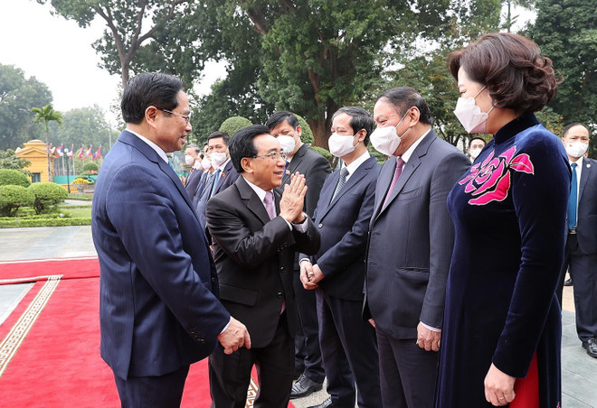 Thủ tướng Phạm Minh Chính chủ trì đón Thủ tướng Lào Phankham Viphavanh ảnh 2