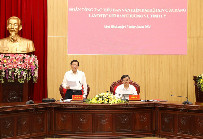 Trưởng Ban Nội chính Trung ương Phan Đình Trạc phát biểu tại buổi làm việc. (Ảnh: Đức Phương/TTXVN) TTXVN_1706Ninhbinh2.jpg