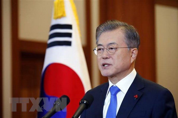 Tổng thống Hàn Quốc Moon Jae-in. (Nguồn: Yonhap/TTXVN) Tổng thống Hàn Quốc sắp mãn nhiệm Moon Jae-in kêu gọi đoàn kết dân tộc ảnh 1