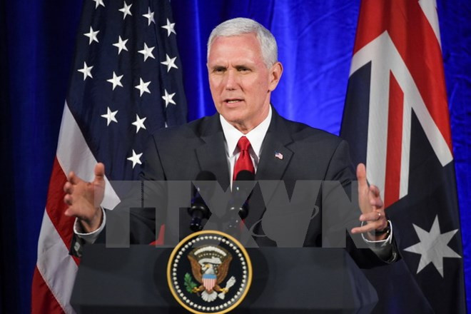 Phó Tổng thống Mỹ Mike Pence. (Nguồn: AFP/TTXVN) Nhà Trắng đánh giá cuộc gặp thượng đỉnh Mỹ-Ấn mang tính lịch sử ảnh 1