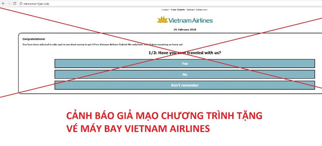 Cảnh giác trang web lừa tặng vé máy bay Vietnam Airlines miễn phí ảnh 1