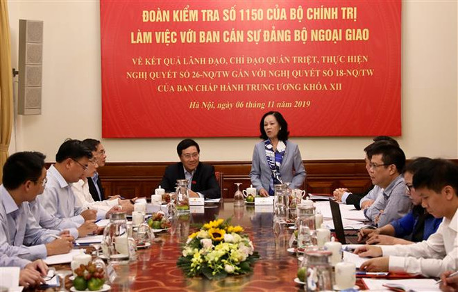 Đoàn Kiểm tra Bộ Chính trị làm việc với Ban cán sự đảng Bộ Ngoại giao ảnh 1