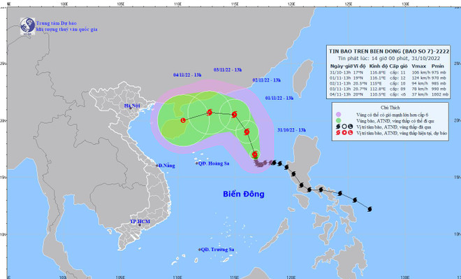 Bão số 7 di chuyển chậm, hướng lên phía Bắc, sức gió mạnh cấp 11 ảnh 1