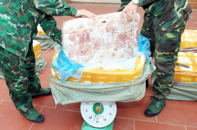 Lào Cai thu giữ lô hàng 500kg nầm lợn đông lạnh không rõ nguồn gốc ảnh 1