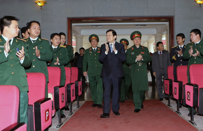 Chủ tịch nước Trương Tấn Sang tới thăm Học viện Hậu cần ảnh 1