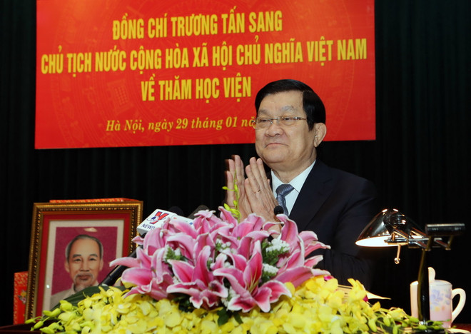 Chủ tịch nước Trương Tấn Sang tới thăm Học viện Hậu cần ảnh 2