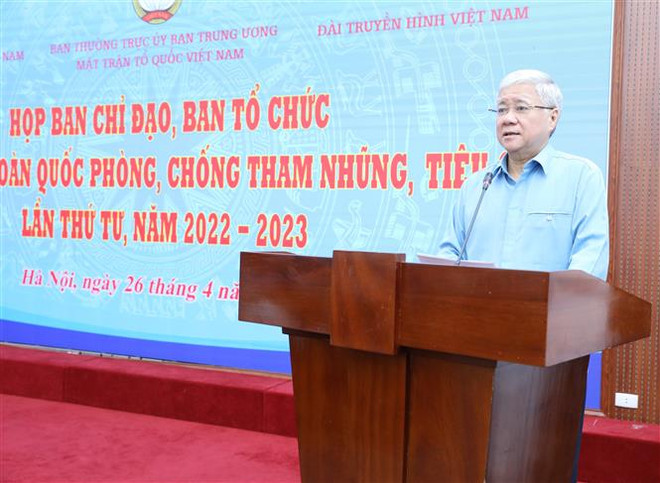 Chủ tịch Ủy ban Trung ương MTTQ Việt Nam, Trưởng Ban Chỉ đạo Giải báo chí Đỗ Văn Chiến phát biểu. (Ảnh: Minh Đức/TTXVN) Giải báo chí phòng chống tham nhũng, tiêu cực có nhiều điểm mới ảnh 3