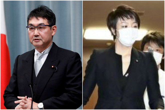 Hạ nghị sỹ Kawai Katsuyuki (trái) và vợ là Thượng Nghị sỹ Kawai Anri. (Nguồn: Reuters) Nhật Bản: Hai vợ chồng nghị sỹ bị bắt vì dùng tiền tranh cử phi pháp ảnh 1