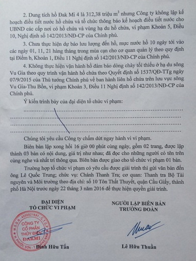 Xử phạt 2 công ty thủy điện "phớt lờ" quy định về tài nguyên nước ảnh 3