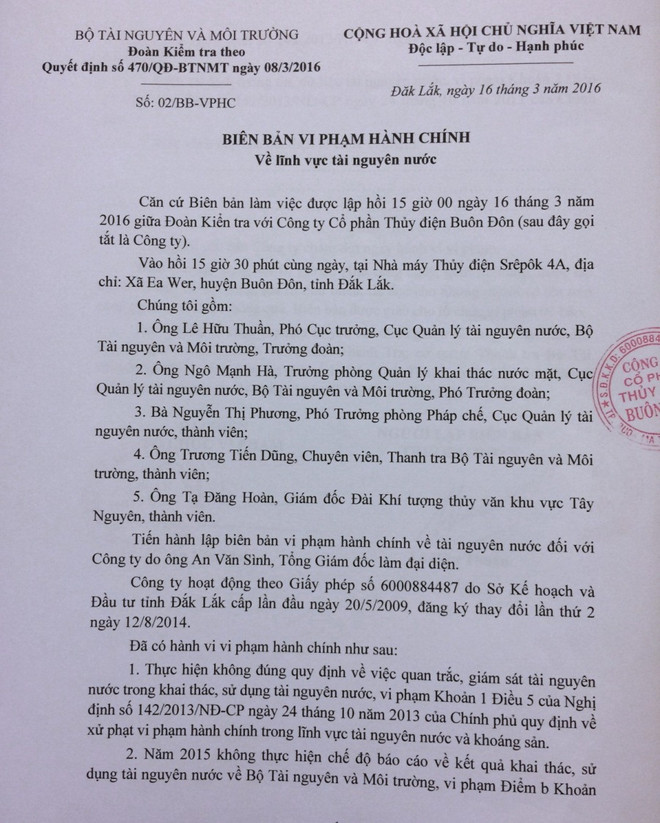 Xử phạt 2 công ty thủy điện "phớt lờ" quy định về tài nguyên nước ảnh 2