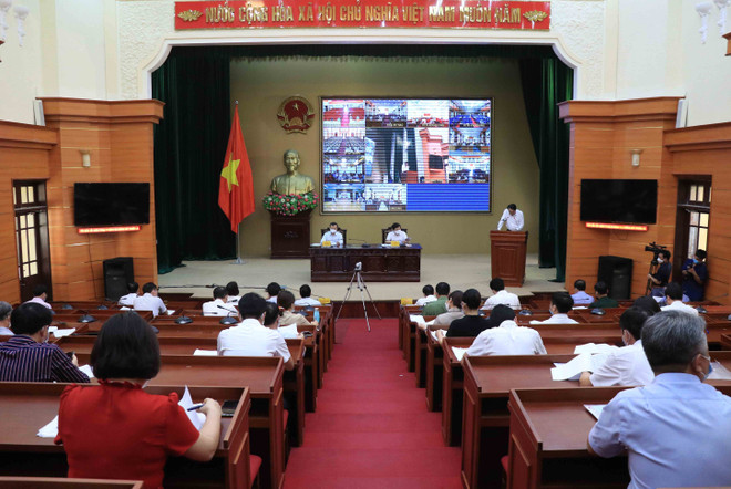Hưng Yên tổ chức Hội nghị trực tuyến báo cáo kết quả và công tác chuẩn bị bầu cử đại biểu Quốc hội khoá XV và bầu cử đại biểu HĐND các cấp nhiệm kỳ 2021-2026. (Ảnh: Đinh Tuấn/TTXVN) Ninh Thuận, Đắk Nông, Hưng Yên hoàn tất công tác chuẩn bị bầu cử ảnh 2