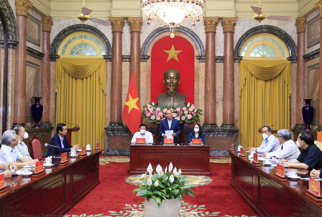 Chủ tịch nước Nguyễn Xuân Phúc phát biểu. (Ảnh: Thống Nhất/TTXVN) Bảo đảm tiến độ các dự thảo của Đề án xây dựng Nhà nước pháp quyền ảnh 2