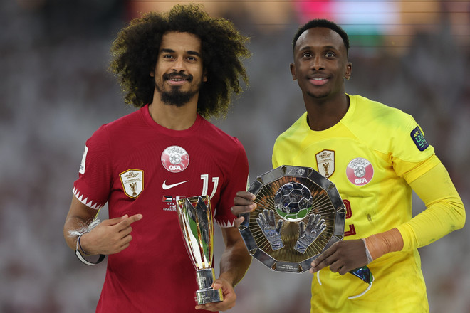Qatar giành trọn bộ giải thưởng ở Asian Cup 2023. (Ảnh: THX/TTXVN) ttxvn_qatar_vo_dich_asian_cup_2023_4.jpg