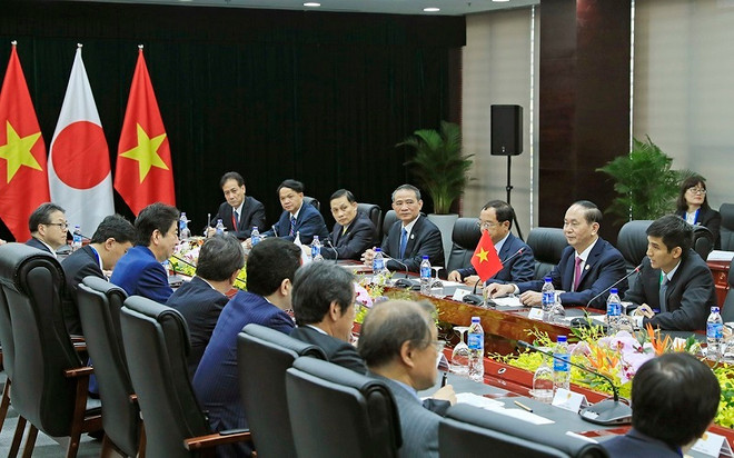 [Photo] Chủ tịch nước Trần Đại Quang tiếp Thủ tướng Nhật Bản Abe ảnh 3