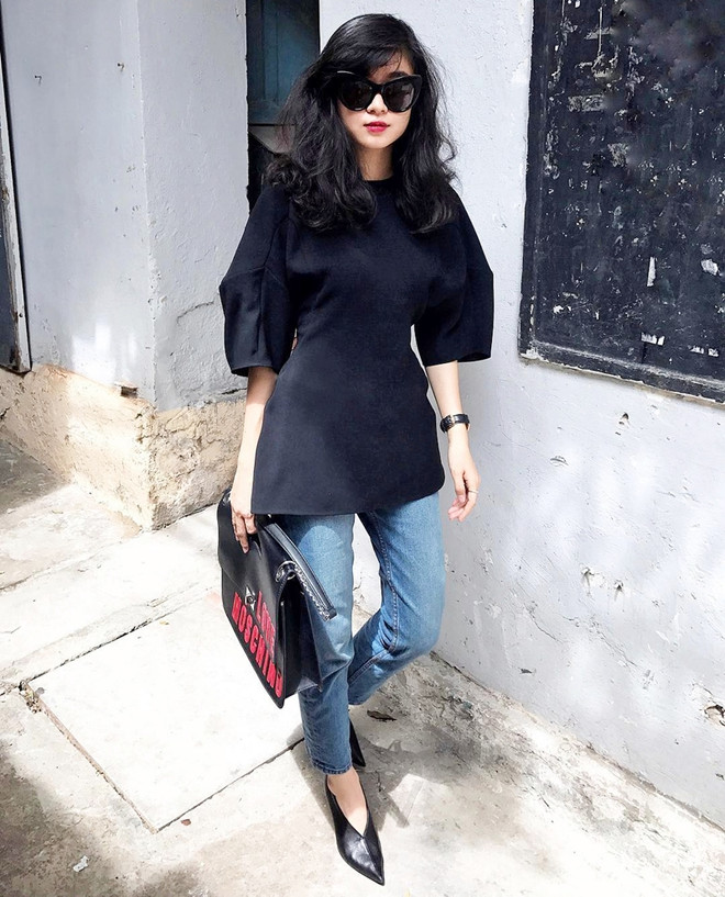 Những quý cô thời trang trổ tài mix đồ đen cực kỳ ấn tượng ảnh 1