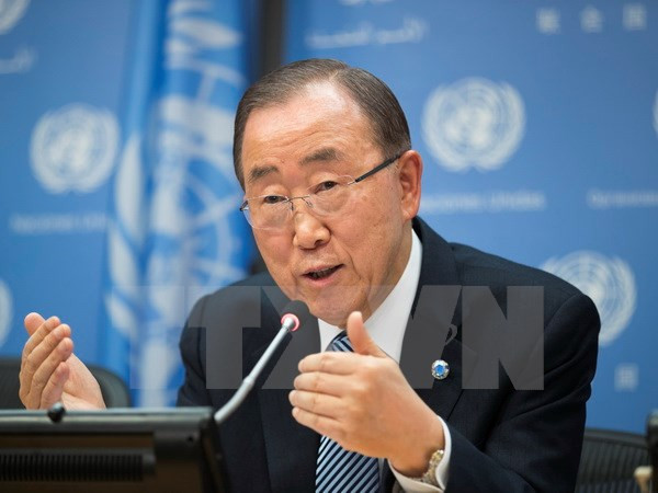 Tổng thư ký Liên hợp quốc Ban Ki-moon trong cuộc họp báo ở New York của Mỹ ngày 16/12. (Ảnh: THX/TTXVN) Tổng Thư ký Ban Ki-moon bị tố cáo tham nhũng ở Hàn Quốc ảnh 1