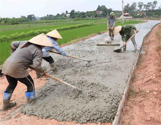Đường giao thông nông thôn được làm theo tiêu chí NTM tại xã Lãng Sơn, huyện Yên Dũng. (Ảnh: Vũ Sinh/TTXVN) Tháo gỡ điểm nghẽn để xây dựng nông thôn mới bền vững ảnh 1