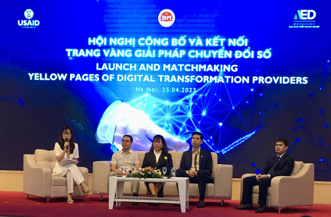 Hội nghị Công bố và Kết nối Trang vàng giải pháp chuyển đổi số. (Ảnh: Vietnam+) Trang vàng cung cấp thông tin, kết nối chuyển đổi số cho doanh nghiệp ảnh 1
