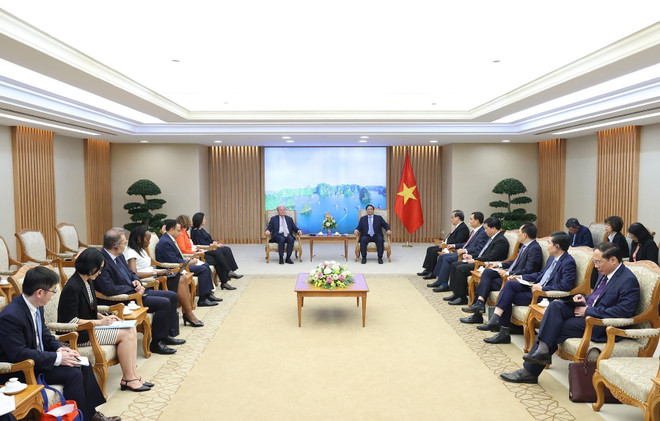 Thủ tướng Phạm Minh Chính tiếp Tổng Giám đốc điều hành WB Axel van Trotsenburg. (Ảnh: Dương Giang/TTXVN) Thủ tướng Chính phủ tiếp Tổng Giám đốc Điều hành Ngân hàng Thế giới ảnh 3