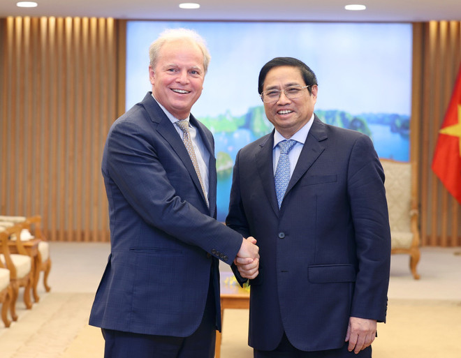 Thủ tướng Phạm Minh Chính tiếp ông Axel van Trotsenburg, Tổng Giám đốc điều hành Ngân hàng Thế giới. (Ảnh: Dương Giang/TTXVN) Thủ tướng Chính phủ tiếp Tổng Giám đốc Điều hành Ngân hàng Thế giới ảnh 1