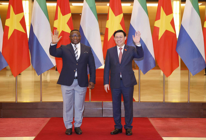 [Photo] Chủ tịch Quốc hội Vương Đình Huệ tiếp Tổng thống Sierra Leone ảnh 3