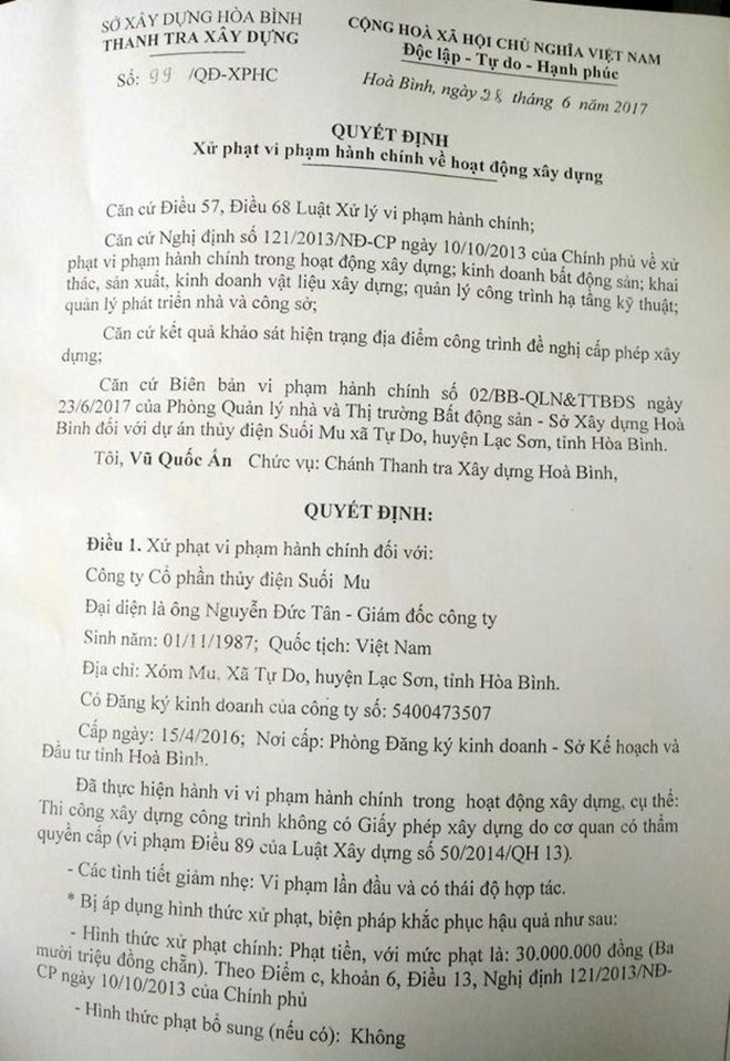 Hòa Bình: Phạt tiền thủy điện xây không phép liệu có tạo tiền lệ xấu? ảnh 3