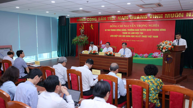 Trưởng Ban Tuyên giáo Trung ương Nguyễn Trọng Nghĩa làm việc với Liên hiệp các Hội Khoa học và Kỹ thuật Việt Nam. (Ảnh: Thanh Tùng/TTXVN) ttxvn_truong_ban_tuyen_giao_trung_uong_lam_viec_voi_lien_hiep_cac_hoi_khoa_hoc_va_ky_thuat_viet_nam_3.jpg