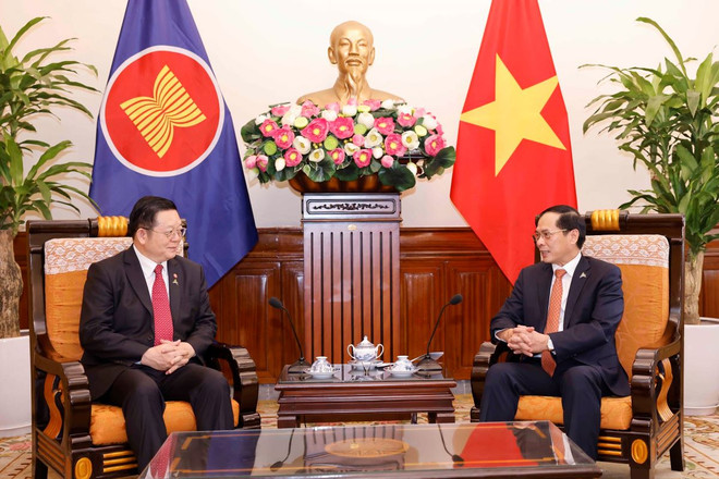Bộ trưởng Ngoại giao Bùi Thanh Sơn tiếp Tổng Thư ký ASEAN Kao Kim Hourn. (Ảnh: Doãn Tấn/TTXVN) ttxvn_bo_truong_ngoai_giao_bui_thanh_son_tiep_tong_thu_ky_asean_2304-2.jpg
