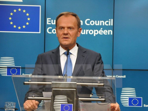Chủ tịch Hội đồng châu Âu Donald Tusk. (Ảnh: Kim Chung/TTXVN) EU chọn thời điểm chuyển trụ sở các cơ quan khỏi London ảnh 1