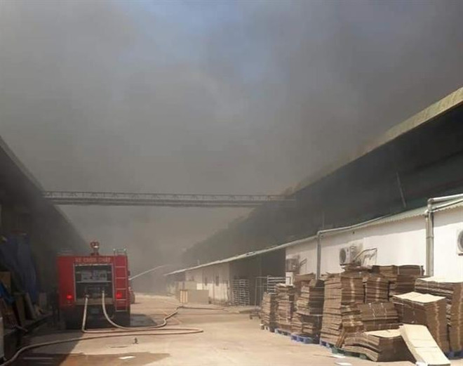 Kịp thời khống chế đám cháy tại công ty may ở Bình Dương ảnh 1