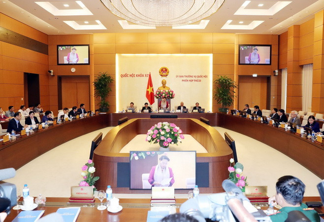 Quang cảnh Phiên khai mạc. (Ảnh: Trọng Đức/TTXVN) Khai mạc Phiên họp thứ 23 của Ủy ban Thường vụ Quốc hội ảnh 1