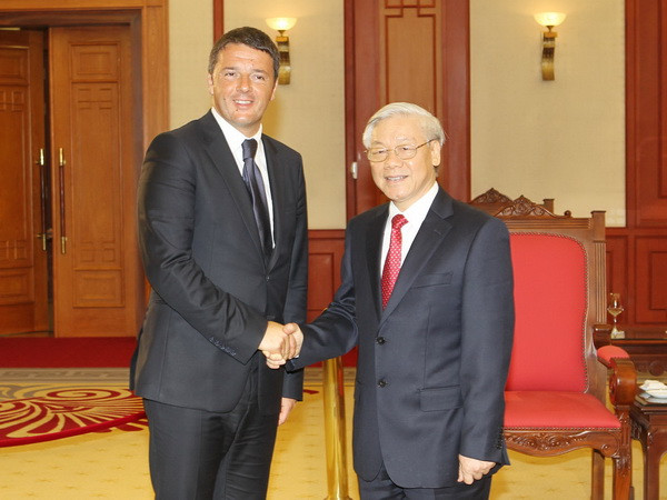 Tổng Bí thư Nguyễn Phú Trọng tiếp Thủ tướng Cộng hòa Italy ảnh 1