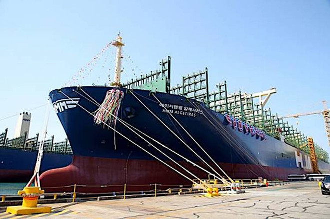 HMM Algeciras - tàu container lớn nhất thế giới. (Nguồn: gcaptain.com) Tàu container lớn nhất thế giới HMM Algeciras đi vào hoạt động ảnh 1