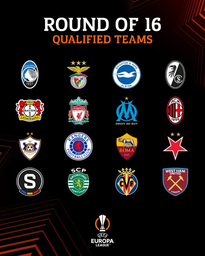 16 đội bóng góp mặt ở vòng 1/8 Europa League. 420194163_953516909463310_3919450007784571503_n.jpg