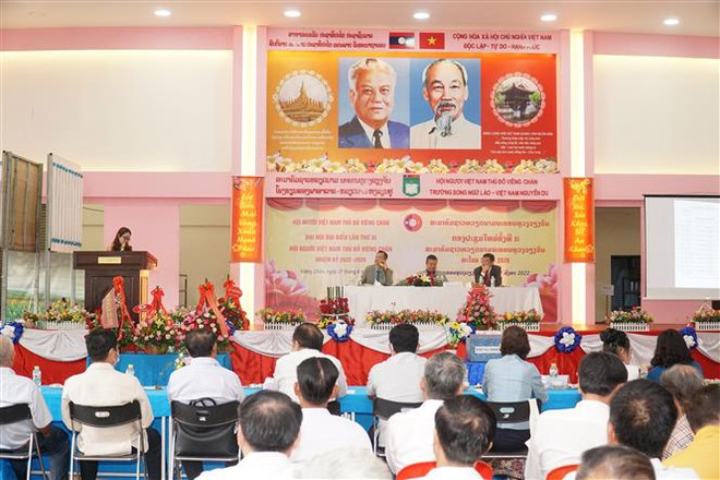 Toàn cảnh Đại hội đại biểu Hội người Việt Nam tại Thủ đô Vientiane tổ chức khóa XI. (Ảnh: Bá Thành/TTXVN) Cộng đồng người Việt tại Vientiane đoàn kết, cùng phát triển ảnh 1