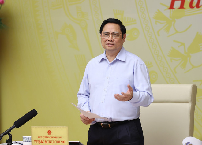 Thủ tướng Phạm Minh Chính phát biểu kết luận Hội nghị. (Ảnh: Dương Giang/TTXVN) Thủ tướng: Tập trung cải cách hành chính, chống gây sách nhiễu cho DN ảnh 1