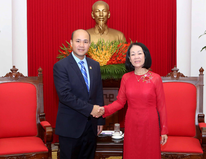 Trưởng Ban Dân vận TW tiếp Đoàn Hội Liên hiệp Thanh niên Campuchia ảnh 1