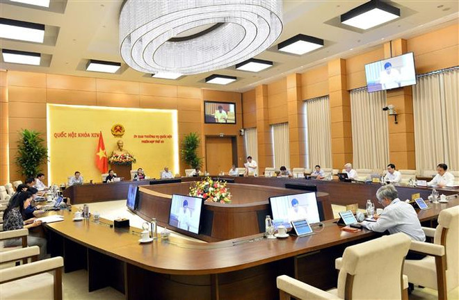 Quang cảnh phiên họp thứ 45. (Ảnh: Trọng Đức/TTXVN) Phiên họp thứ 45 đợt 2 của UBTVQH dự kiến diễn ra trong ngày 1/6 ảnh 1