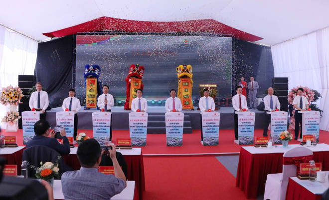 Quang cảnh lễ khởi công. (Ảnh: Hoàng Ngọc/TTXVN) Hải Phòng khởi công dự án xây dựng khu nhà ở cho 10.000 công nhân ảnh 1