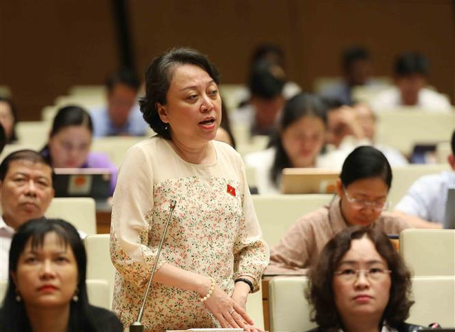 Đại biểu Quốc hội Thành phố Hồ Chí Minh Phạm Khánh Phong Lan phát biểu. (Ảnh: An Đăng/TTXVN) "Chất lượng là vấn đề quan trọng nhất khi áp dụng Luật Đấu thầu" ảnh 2