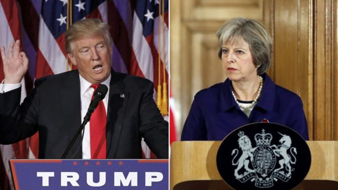 Thủ tướng Anh Theresa May và Tổng thống đắc cử Mỹ Donald Trump. (Nguồn: Reuters) Tổng thống đắc cử Donald Trump mời Thủ tướng Anh thăm Mỹ ảnh 1