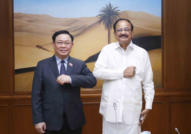 Chủ tịch Quốc hội Vương Đình Huệ hội kiến Chủ tịch Thượng viện kiêm Phó Tổng thống Ấn Độ Venkaiah Naidu. (Ảnh: Doãn Tấn/TTXVN) Chủ tịch Quốc hội gặp Phó Tổng thống kiêm Chủ tịch Thượng viện Ấn Độ ảnh 1