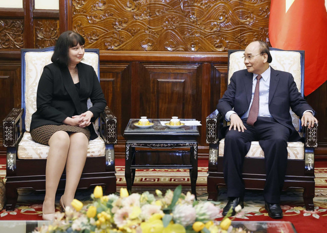 Chủ tịch nước Nguyễn Xuân Phúc tiếp Đại sứ Romania Cristina Romila ảnh 2