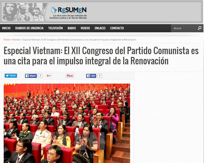 Báo chí Argentina đưa tin đậm nét về Đại hội Đảng lần thứ XII ảnh 1