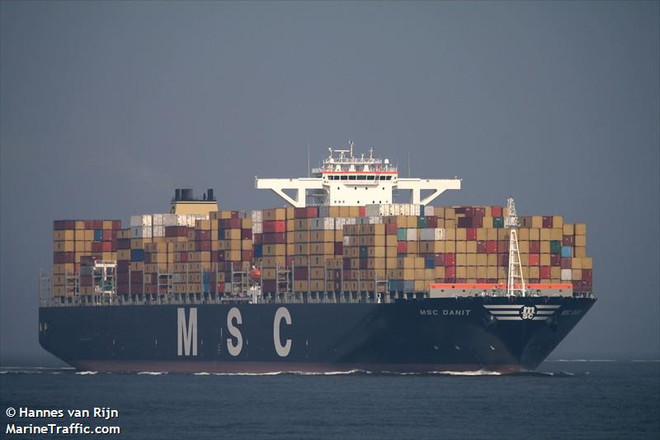 Tàu container MSC DANIT. (Nguồn: gcaptain.com) Mỹ xác định tàu container liên quan đến sự cố tràn dầu ở California ảnh 1