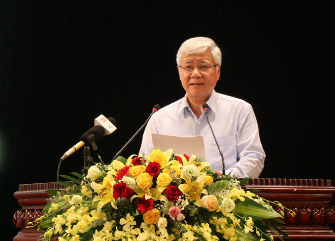 Ông Đỗ Văn Chiến, Ủy viên Bộ Chính trị, Bí thư Trung ương Đảng, Chủ tịch Ủy ban MTTQ Việt Nam phát biểu tại Hội nghị. (Ảnh: Thanh Thương/TTXVN) ttxvn bac ninh khong con ho ngheo2_resize.jpg