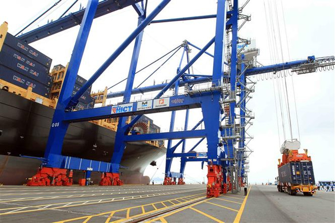 Cảng container quốc tế Tân Cảng Hải Phòng. (Ảnh: An Đăng/TTXVN) Hải Phòng thông qua các nghị quyết thúc đẩy phát triển kinh tế-xã hội ảnh 1